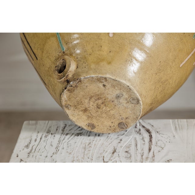 Large Antique Japanese Drip-Glazed Stoneware Jar with Multicolor Runs For Sale - Image 12 of 18