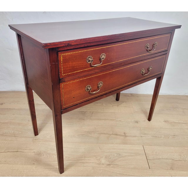 Mid-Century Modern Vintage Edwardian Style Inlaid Chest of 2 Drawers, 1940s For Sale - Image 3 of 18