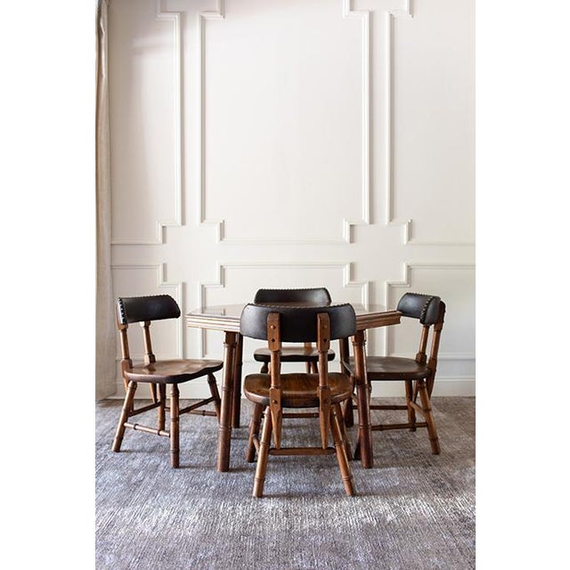 Mid-Century Dixie Furniture Pub Chairs and Matching Faux Bamboo Hexagonal Game Table Set For Sale - Image 18 of 18