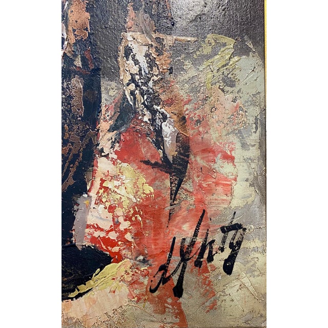 Mid 20th Century Henri d'Anty, French Modernist Large Floral Oil Painting Expressionist Flowers in Vase For Sale - Image 5 of 8