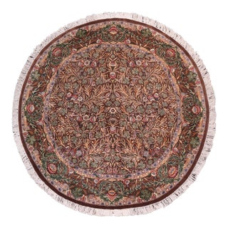 Art Nouveau 1990's Pak-Persian Brown/Gray Wool Round Rug - 8'3'' X 8'3'' For Sale