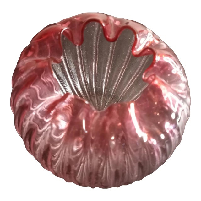 Victorian Hand Blown Cranberry Glass Rose Bowl For Sale