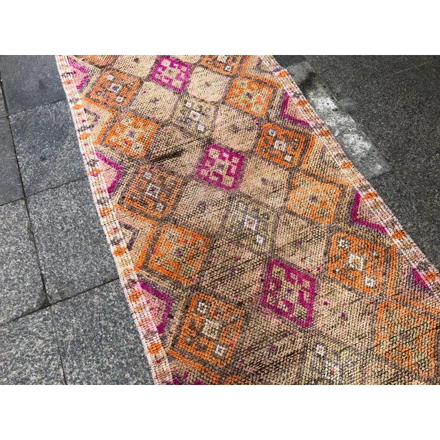 Apricot Vintage Tribal Handmade Hallway Runner- 2′10″ × 11′8″ For Sale - Image 8 of 11