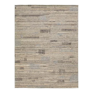 Modern Moroccan Style Beige Wool Rug Featuring a Geometric Design by Apadana