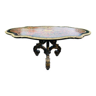 Vintage Hand Tooled Baroque Style Boulle Cocktail Table. For Sale