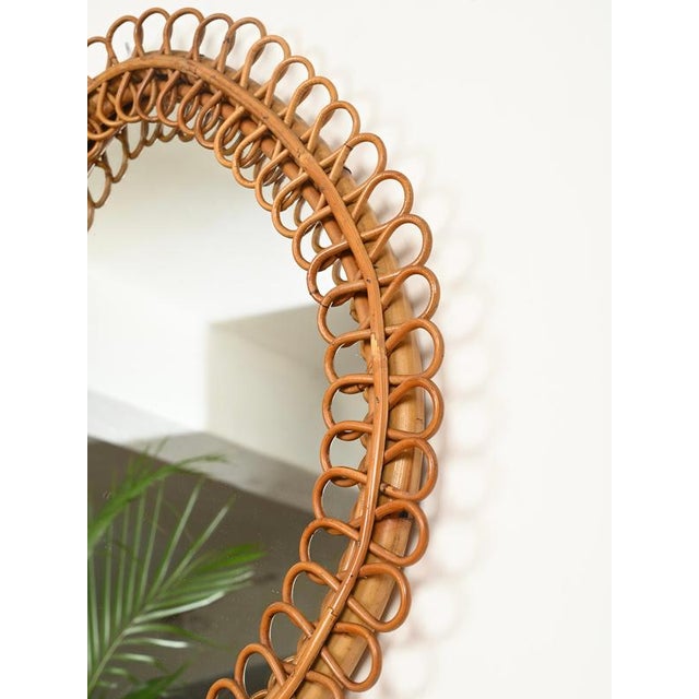 1960s Large Teardrop Mirror in Curved Rattan and Bamboo by Franco Albini, Italy, 1960s For Sale - Image 5 of 14