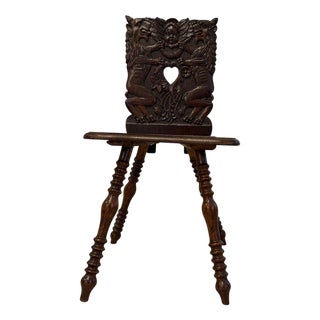 Alpine Farmers Chair in Walnut, 1650s For Sale