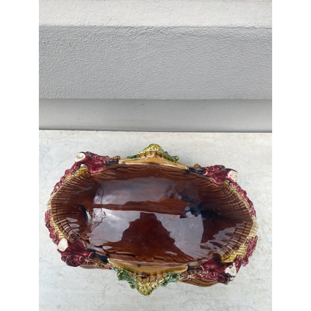 19th Century Large Majolica Shell & Coral Jardiniere Sarreguemines For Sale - Image 9 of 11