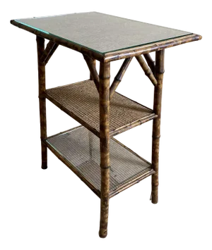 Antique British Tiger Bamboo Side Table, 19th Century
