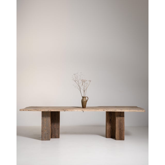 Brutalist Oak Dining Table, Antique, France, 20th Century For Sale - Image 12 of 12