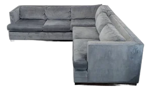 Mitchell Gold + Bob Williams Gray Velvet L-Shaped Sectional Sofa