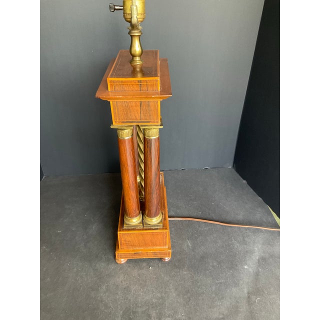 Late 19th Century 19th C French Empire Rosewood Gilt Bronze Ormolu Portico Clock Case Lamp For Sale - Image 5 of 6