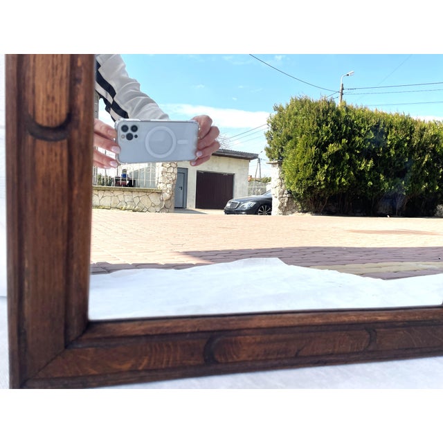 Neo-Baroque Mirror in Oak Frame with Wave Pattern, 1930s For Sale - Image 4 of 12