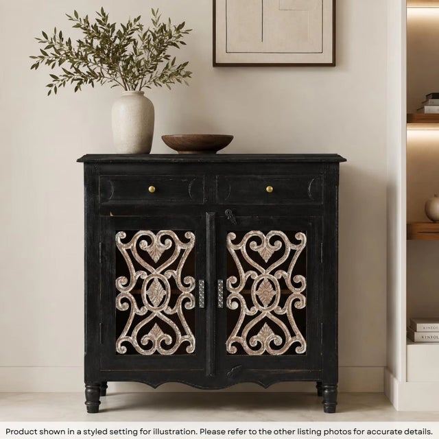 Infuse your home with the soulful charm of a bygone era with this exquisite Dark Walnut Solid Mango Wood Sideboard. A true...