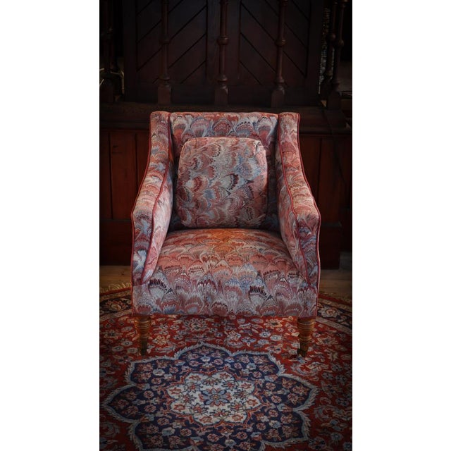 Green Georgian Open Armchair in Peacock Tail Abstract Upholstery from Howard & Sons, 2010s For Sale - Image 8 of 18