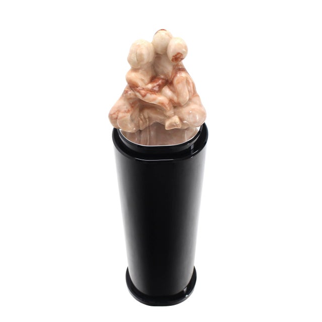 Mid-Century Modern Heavy Carved Marble Sculpture on Revolving Pedestal For Sale - Image 9 of 9
