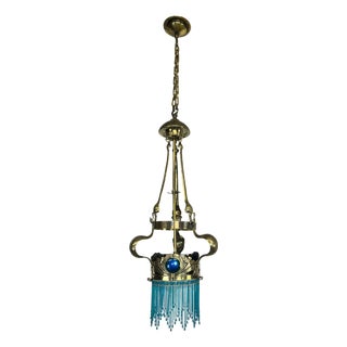 Jugendstil Brass Chandelier by Koloman Moser, 1890s For Sale