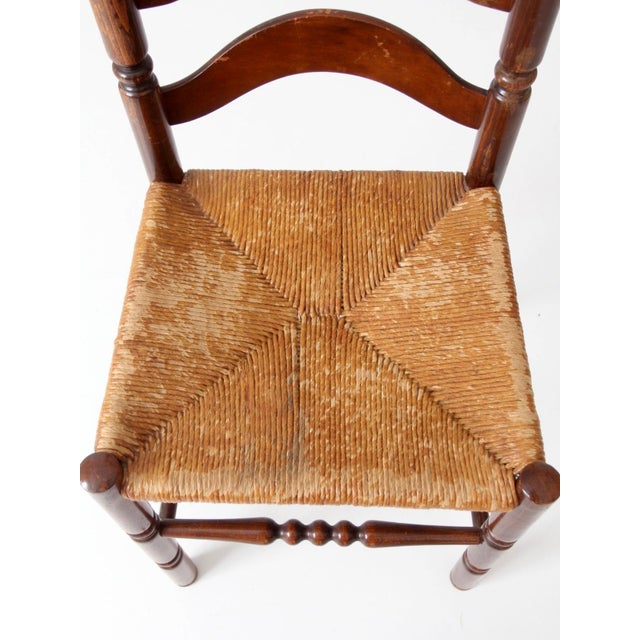 Vintage 1930s Tell City Rush Seat Ladder Back Chair For Sale - Image 4 of 17