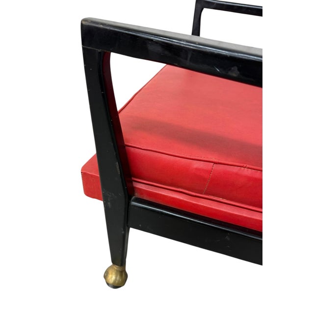 Wood Mid-Century Modern Red Vinyl Arm Chair For Sale - Image 7 of 7