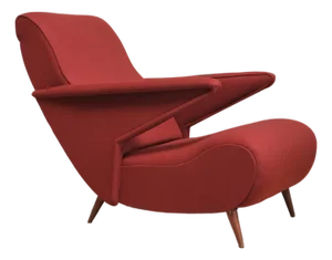 Dedar Wool and Walnut Reclining Armchair from Angelo Banfi, Italy, 1944