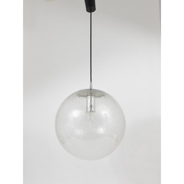 Large Bubble Glass and Chrome Globe Pendant Lamp from Peill & Putzler, Germany, 1970s For Sale - Image 16 of 18