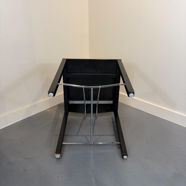 Late 20th Century Post Modern Ebonized Wood & Chrome Dining Chairs (Set of 4) For Sale - Image 12 of 14