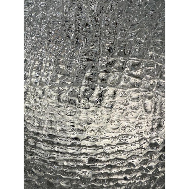 Large Textured Ice Glass and Chrome Flush Mount, 1970 For Sale - Image 14 of 16