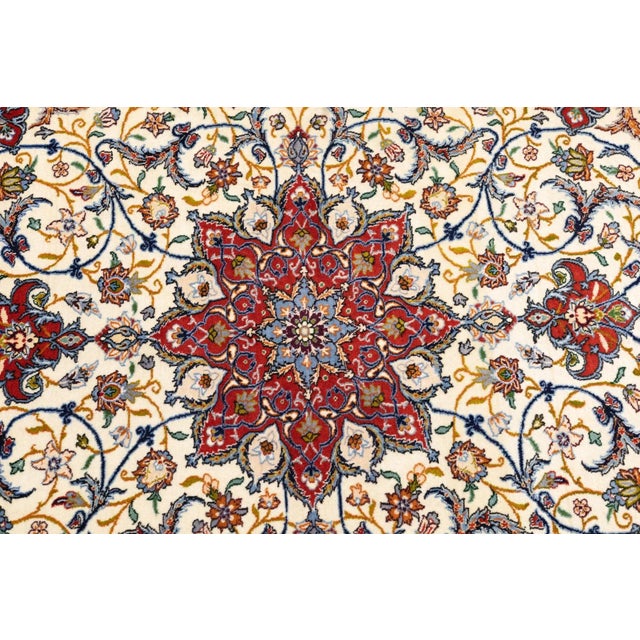 1960s Extremely Fine Persian Isfahan Wool & Silk Rug 3'8'' X 5'3'' For Sale - Image 5 of 12