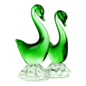 Late 20th Century Italian Murano Small Swans Birds on Base Figurine Art Glass