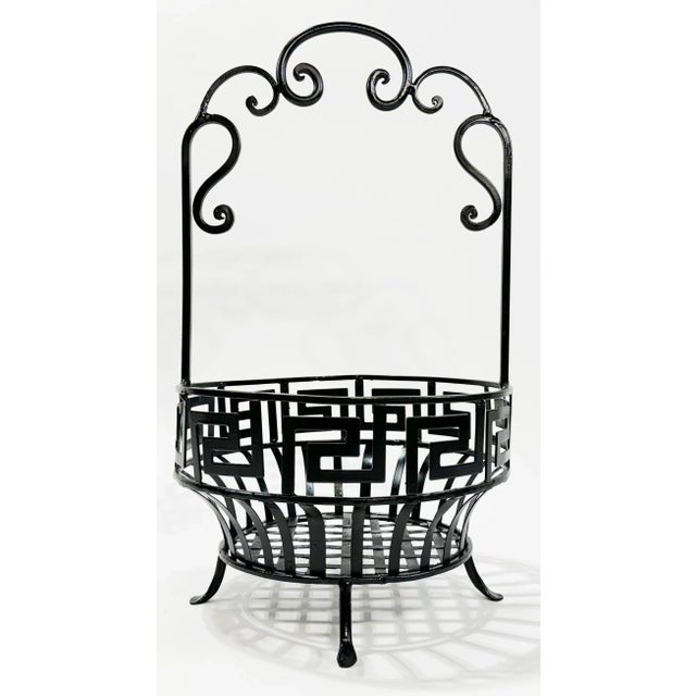 Traditional Vintage Iron Greek Key Fruit Bowl For Sale - Image 3 of 7