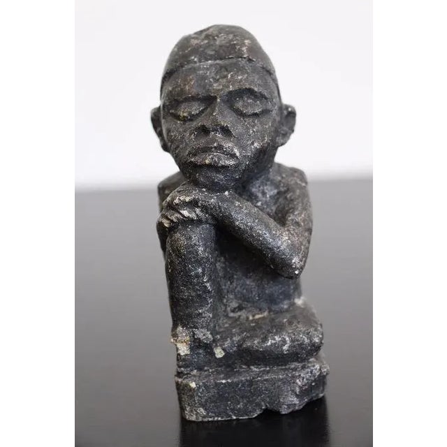 Late 19th Century The Thinker Statue Carved Stone Figurine For Sale - Image 6 of 6