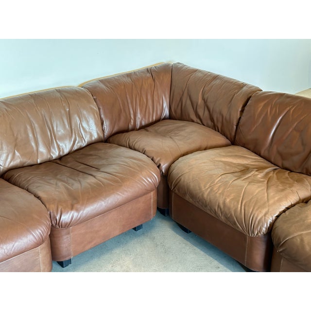 Animal Skin Model Deca Modular Leather Sofa by Tito Agnoli for Arflex, 1970s, Set of 5 For Sale - Image 7 of 14