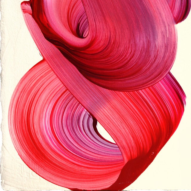 Avp_1555 - Original Abstract Deep Magenta Tone Contemporary Painting on Paper by Alex Voinea For Sale In Los Angeles - Image 6 of 8