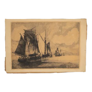 Jan Sirks, Rotterdam Port, Etching on Paper, Signed, 1912