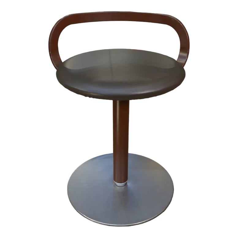 Rotating Stool in Metal and Leather La Palma, 1970s | Chairish