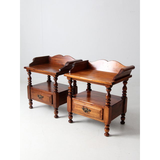 Brown Vintage Colonial Revival End Tables Pair For Sale - Image 8 of 15