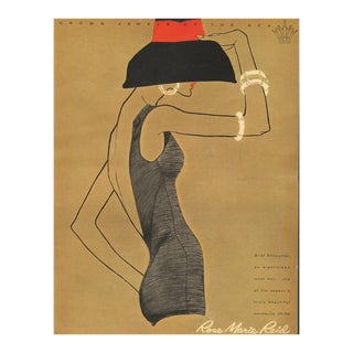1957 Mid-Century Summer Beach Swimwear Fashion Print, Matted For Sale