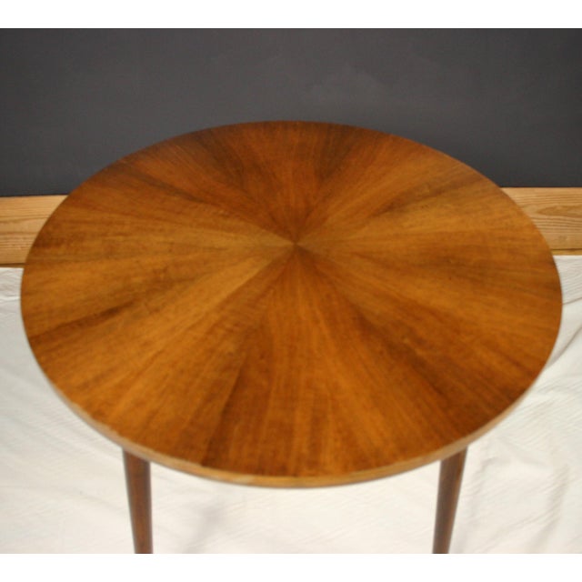 Vintage Danish Sunburst Table in Walnut, 1960s, in Good conditions. Designed 1960 to 1969