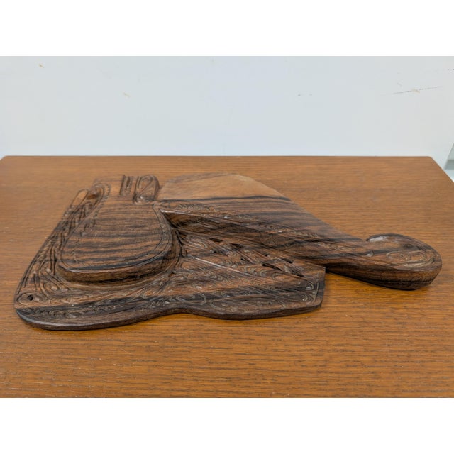 Mid 20th Century Vintage Tribal Art Hand-Carved Wood Wall Sculpture For Sale - Image 5 of 5