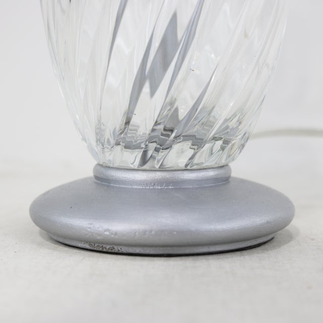Silver Vintage Swirl-Cut Crystal Table Lamp With Silver Toned Accents For Sale - Image 8 of 10