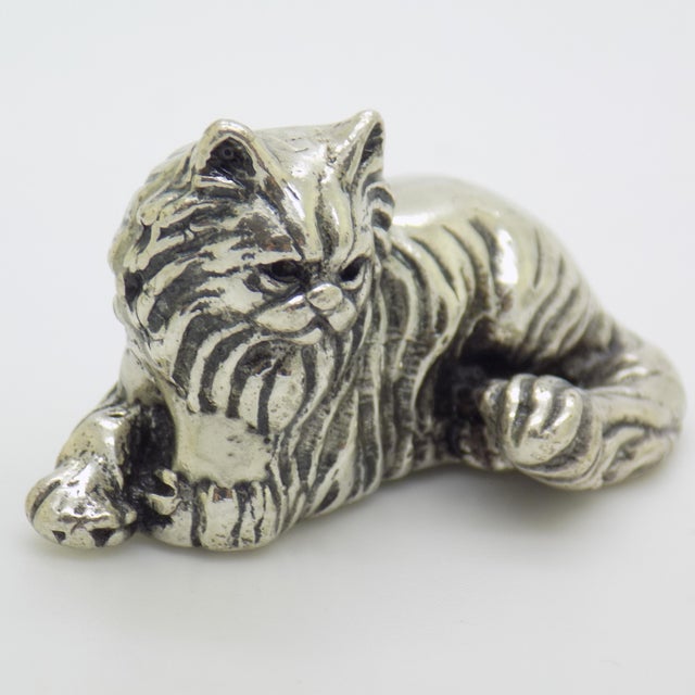 Vintage Silver 800 Cat Figurine, 1990s For Sale - Image 4 of 11