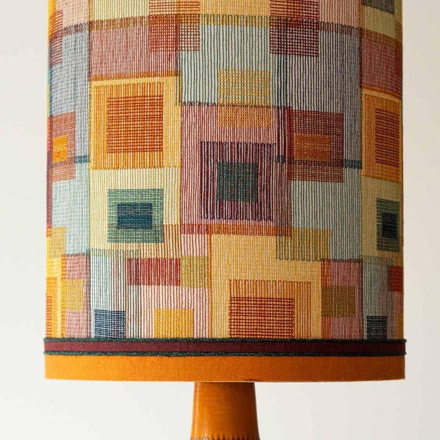 Ceramic Orange Ceramic Floor or Table Lamp with Lampshade attributed to R. Houben, 1970s For Sale - Image 7 of 15