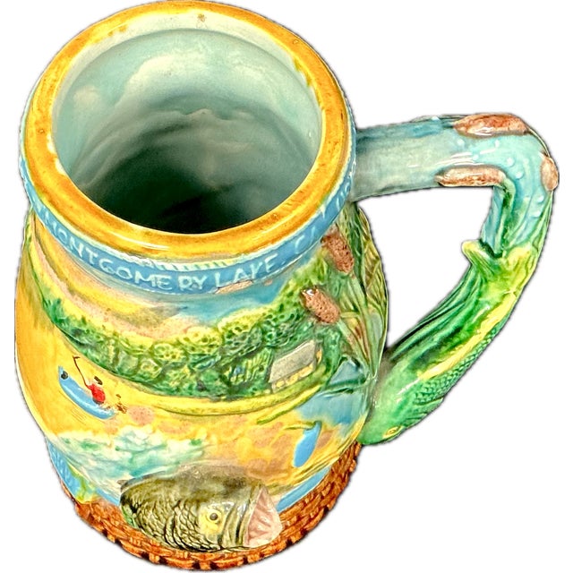 Vintage Majolica Ceramic Fisherman's Tankard For Sale In Tampa - Image 6 of 9
