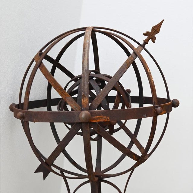 Iron Armillary Sphere on Classical Stone Pedestal For Sale - Image 4 of 4