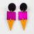 Contemporary Geometric Color Block Dangle Lucite Pair of Pierced Earrings For Sale - Image 3 of 5