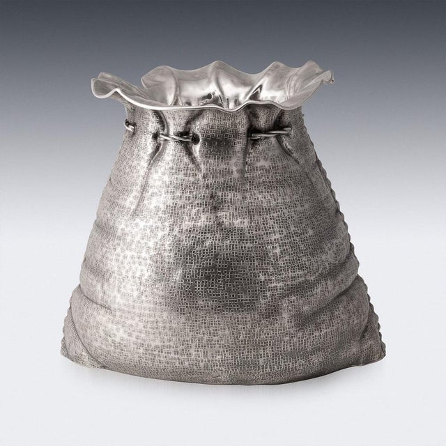 Italian Silver Sack Champagne Cooler by Romeo Miracoli, Milan, 20th Century For Sale - Image 5 of 18