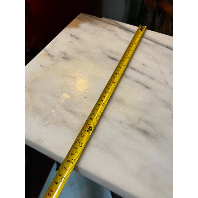 Mid-Century Modern Marble Top Vintage Wooden Base Side Table- Slight Condition Issue For Sale - Image 3 of 6