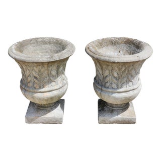 Mid 20th Century Concrete Cement Outdoor Planters - a Pair For Sale