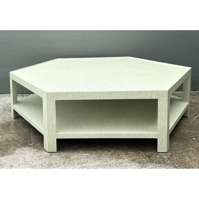 Vintage Thiabaut Hexagon Coffee Table in Windward Sisal Grey For Sale - Image 10 of 12