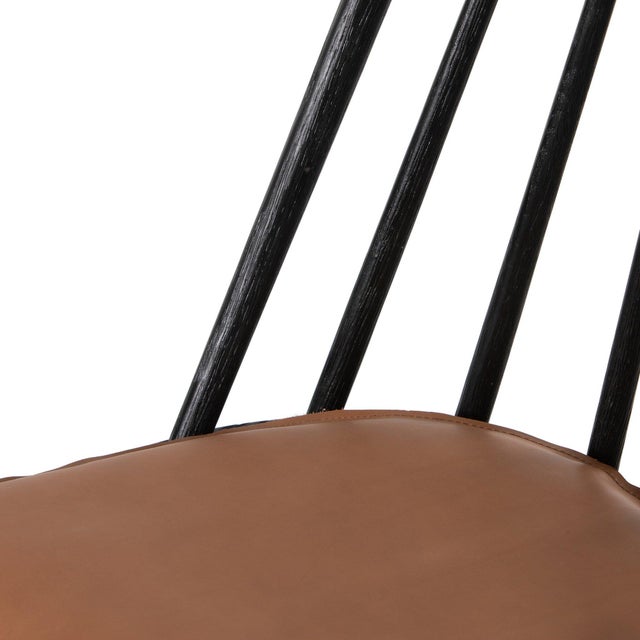 Four Hands Lewis Windsor Counter Stool - Whiskey Saddle and Black Oak For Sale In Austin - Image 6 of 11